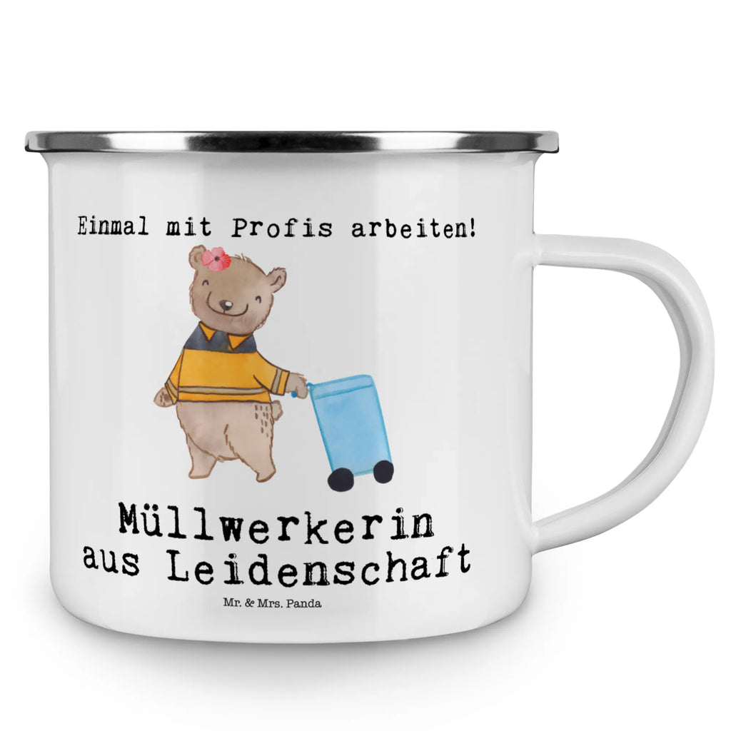 Kempingowy kubek emaliowany pracownica wywozu śmieci pasja Zawód, Wykształcenie, Jubileusz, Pożegnanie, Emerytura, Kolega, Koleżanka, Prezent, Dawać, Pracownik, Współpracownik, Firma, Dziękuję, Dziękuję bardzo