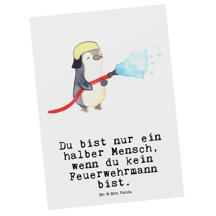 Postkarte Feuerwehrmann Herz