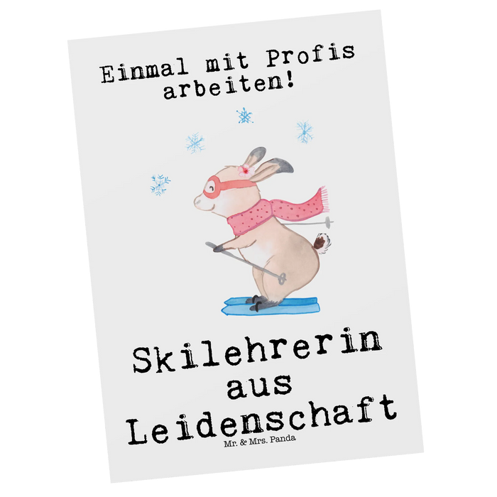 Postkarte Skilehrerin Leidenschaft