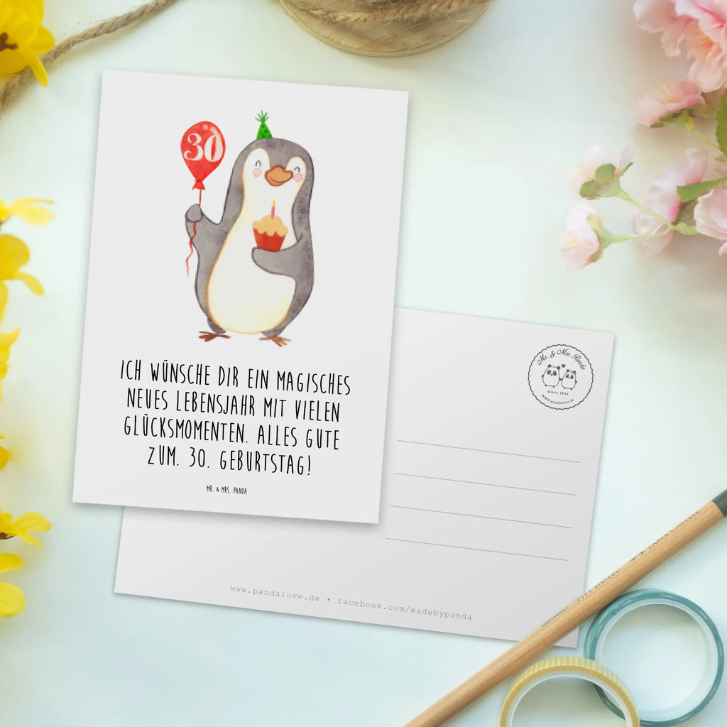 Postkarte 30. Geburtstag Pinguin Luftballon spruchkarte, Ansichtskarten, kunstkarte, bildkarte, Kunstkarten, Grußkarte, Postkarten, Designkarte, Postkarte, Fotokarte, Ansichtskarte, einzelkarte, Motivkarte, Geburtstag, Geschenk, Geburtstagsgeschenk, Geburtstage, Happy Birthday, Pinguin, Geburtstagsfeier
