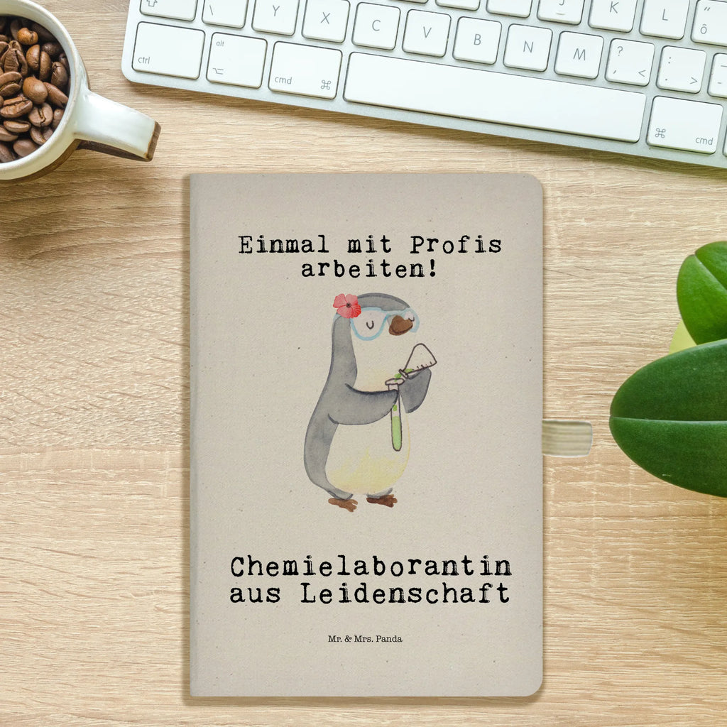Bawełniany notatnik DIN A4 laborantka chemiczna Pasja Zawód, Wykształcenie, Jubileusz, Pożegnanie, Emerytura, Kolega, Koleżanka, Prezent, Dawać, Pracownik, Współpracownik, Firma, Dziękuję, Dziękuję bardzo