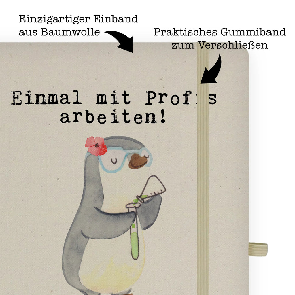 Bawełniany notatnik DIN A4 laborantka chemiczna Pasja Zawód, Wykształcenie, Jubileusz, Pożegnanie, Emerytura, Kolega, Koleżanka, Prezent, Dawać, Pracownik, Współpracownik, Firma, Dziękuję, Dziękuję bardzo