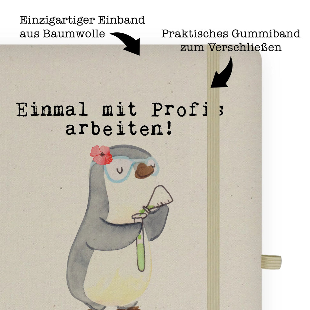 Bawełniany notatnik DIN A4 laborantka chemiczna Pasja Zawód, Wykształcenie, Jubileusz, Pożegnanie, Emerytura, Kolega, Koleżanka, Prezent, Dawać, Pracownik, Współpracownik, Firma, Dziękuję, Dziękuję bardzo