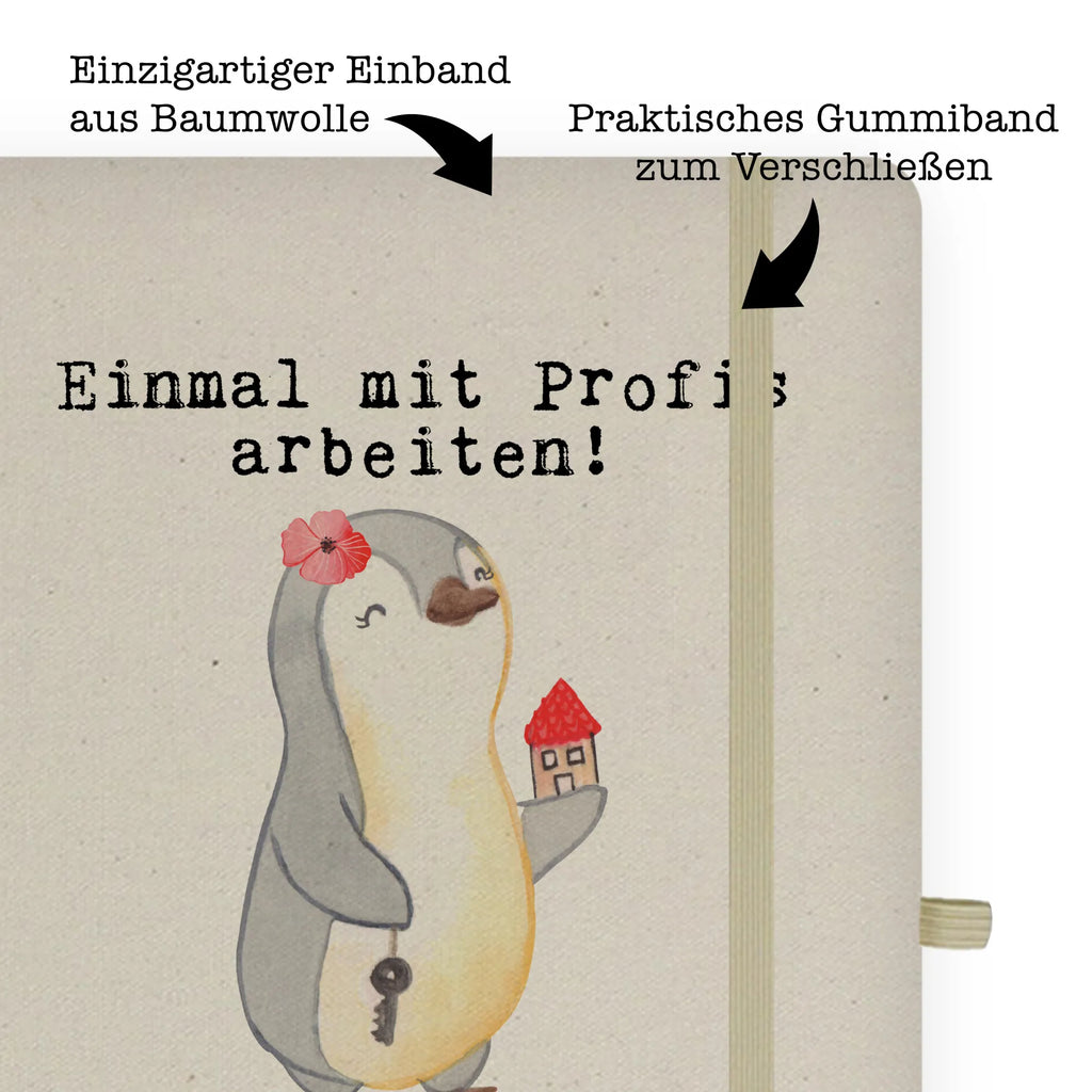 Bawełniany notatnik DIN A4 agentka nieruchomości Pasja Zawód, Wykształcenie, Jubileusz, Pożegnanie, Emerytura, Kolega, Koleżanka, Prezent, Dawać, Pracownik, Współpracownik, Firma, Dziękuję, Dziękuję bardzo