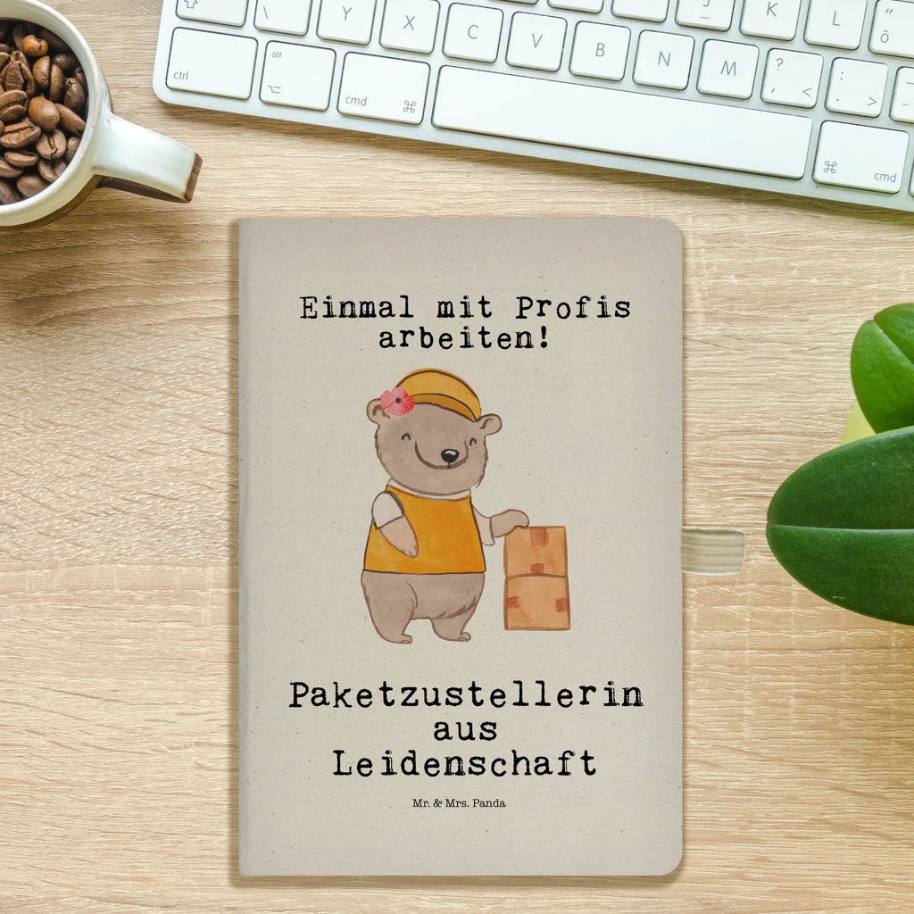 Bawełniany notatnik DIN A4 Dostawczyni paczek pasja Zawód, Wykształcenie, Jubileusz, Pożegnanie, Emerytura, Kolega, Koleżanka, Prezent, Dawać, Pracownik, Współpracownik, Firma, Dziękuję, Dziękuję bardzo