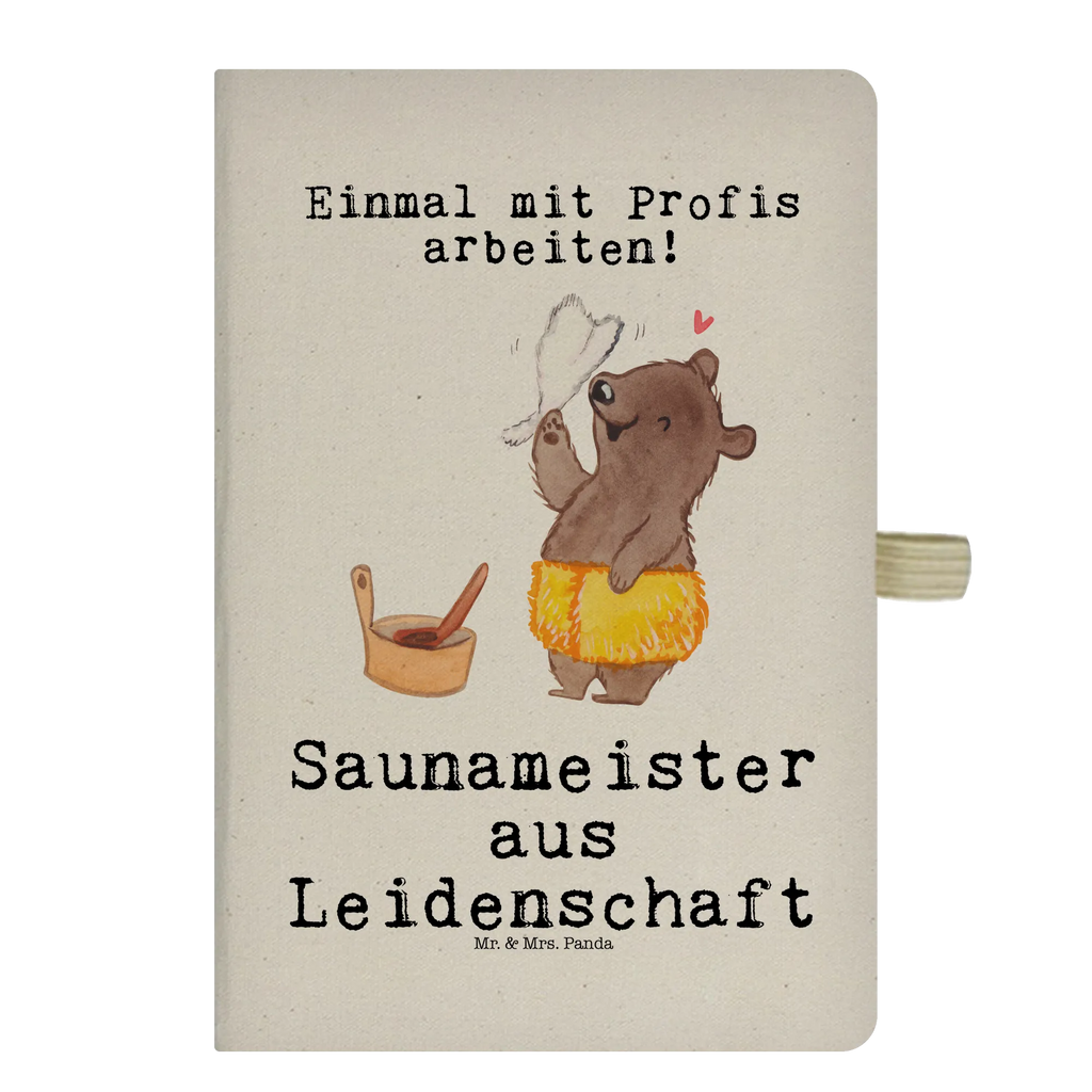 Bawełniany notatnik DIN A4 Mistrz sauny Pasja Zawód, Wykształcenie, Jubileusz, Pożegnanie, Emerytura, Kolega, Koleżanka, Prezent, Dawać, Pracownik, Współpracownik, Firma, Dziękuję, Dziękuję bardzo
