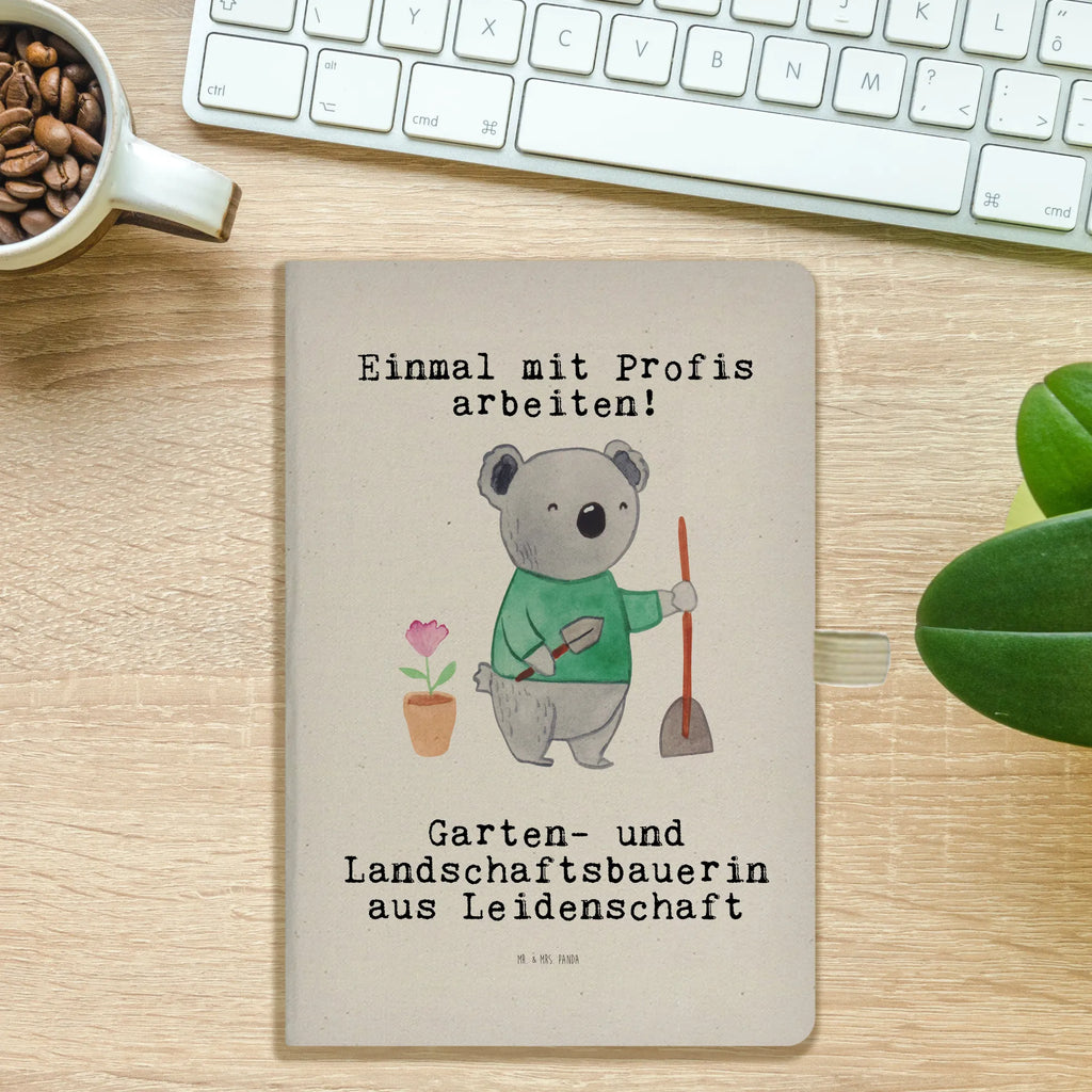 Bawełniany notatnik DIN A4 Ogrodniczka i krajobrazystka Pasja Zawód, Wykształcenie, Jubileusz, Pożegnanie, Emerytura, Kolega, Koleżanka, Prezent, Dawać, Pracownik, Współpracownik, Firma, Dziękuję, Dziękuję bardzo