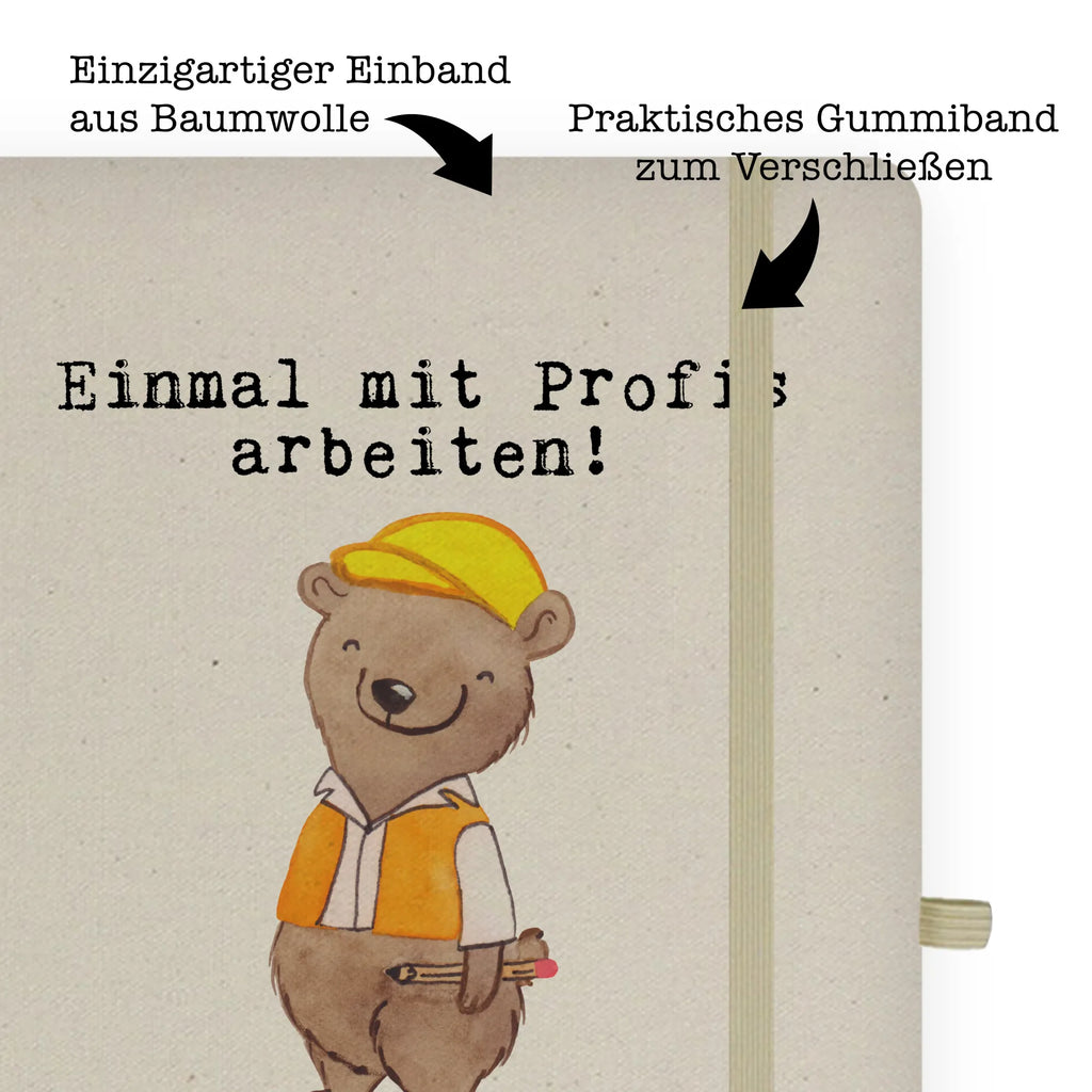 Bawełniany notes DIN A5 inżynier budownictwa pasja Zawód, Wykształcenie, Jubileusz, Pożegnanie, Emerytura, Kolega, Koleżanka, Prezent, Dawać, Pracownik, Współpracownik, Firma, Dziękuję, Dziękuję bardzo