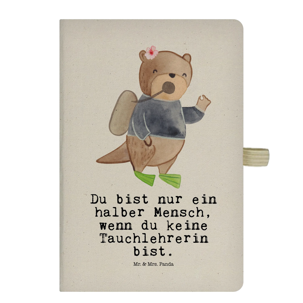 Bawełniany notatnik DIN A4 Instruktorka nurkowania serce Zawód, Wykształcenie, Jubileusz, Pożegnanie, Emerytura, Kolega, Koleżanka, Prezent, Dawać, Pracownik, Współpracownik, Firma, Dziękuję, Dziękuję bardzo