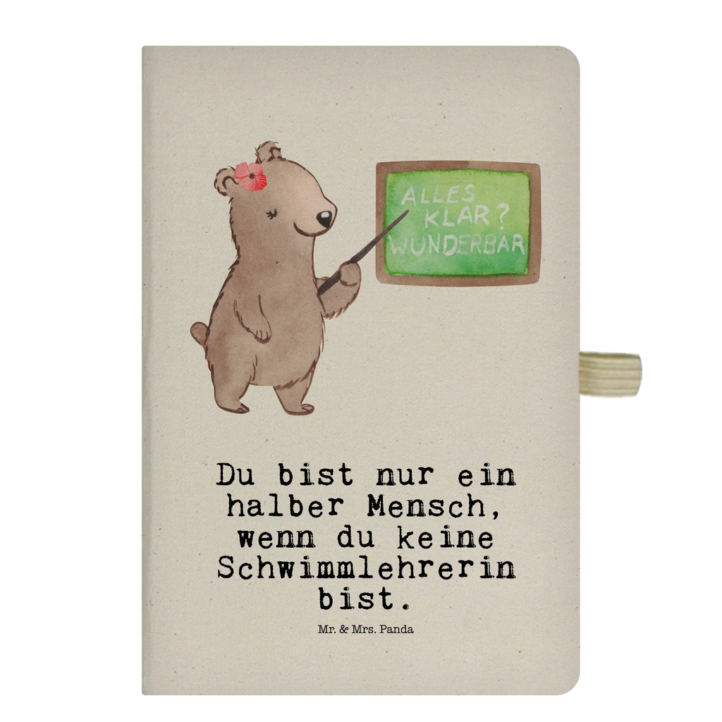 Bawełniany notes DIN A5 Nauczycielka pływania serce Zawód, Wykształcenie, Jubileusz, Pożegnanie, Emerytura, Kolega, Koleżanka, Prezent, Dawać, Pracownik, Współpracownik, Firma, Dziękuję, Dziękuję bardzo