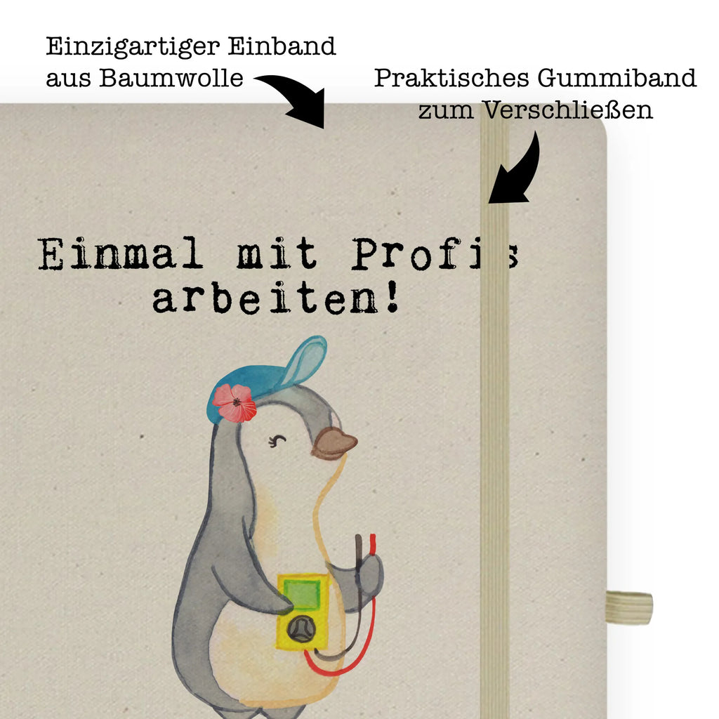 Bawełniany notatnik DIN A4 elektryczka pasja Zawód, Wykształcenie, Jubileusz, Pożegnanie, Emerytura, Kolega, Koleżanka, Prezent, Dawać, Pracownik, Współpracownik, Firma, Dziękuję, Dziękuję bardzo