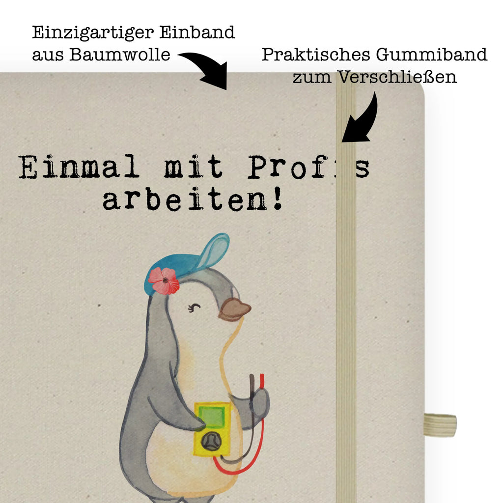 Bawełniany notatnik DIN A4 elektryczka pasja Zawód, Wykształcenie, Jubileusz, Pożegnanie, Emerytura, Kolega, Koleżanka, Prezent, Dawać, Pracownik, Współpracownik, Firma, Dziękuję, Dziękuję bardzo