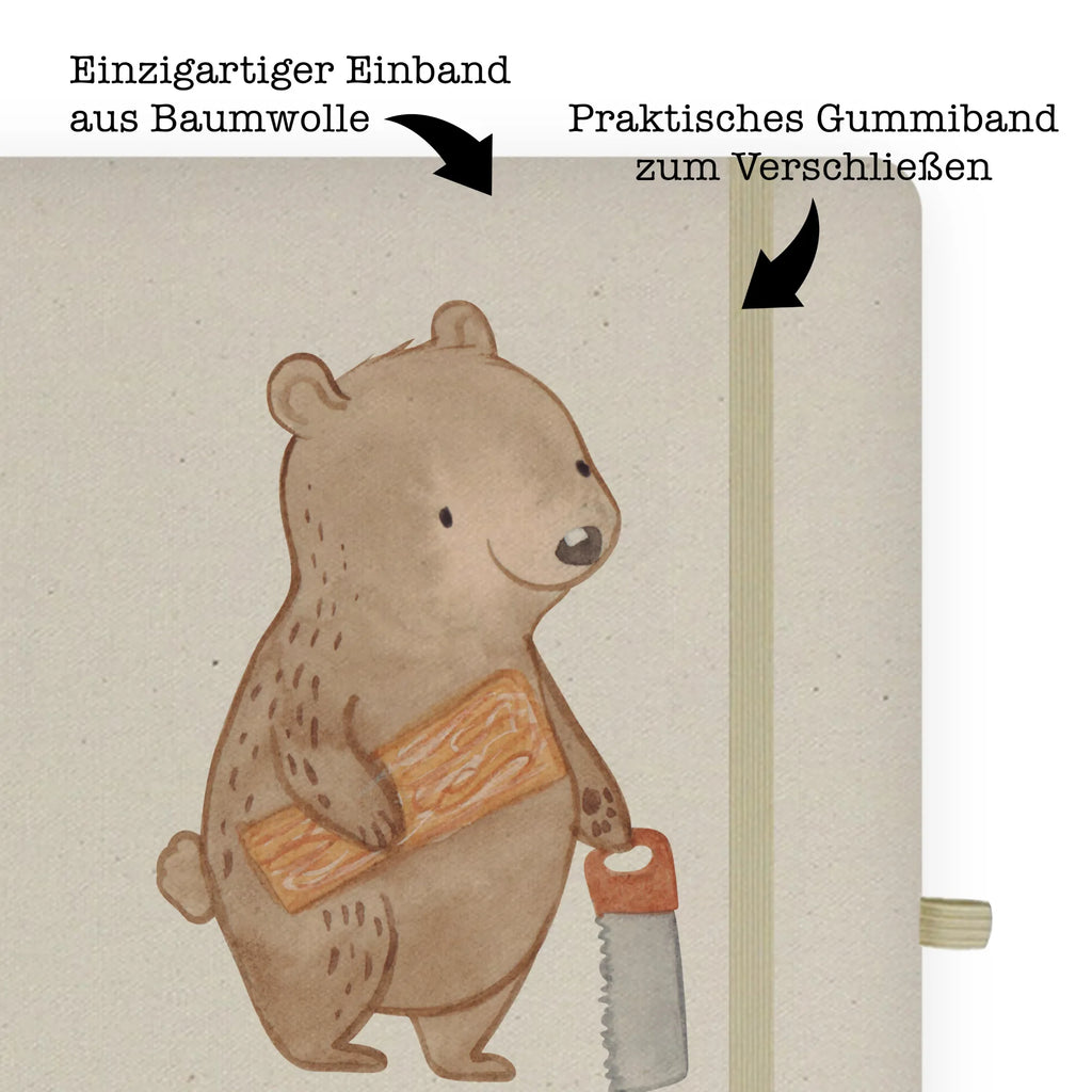 Bawełniany notes DIN A5 stolarz serce Zawód, Wykształcenie, Jubileusz, Pożegnanie, Emerytura, Kolega, Koleżanka, Prezent, Dawać, Pracownik, Współpracownik, Firma, Dziękuję, Dziękuję bardzo