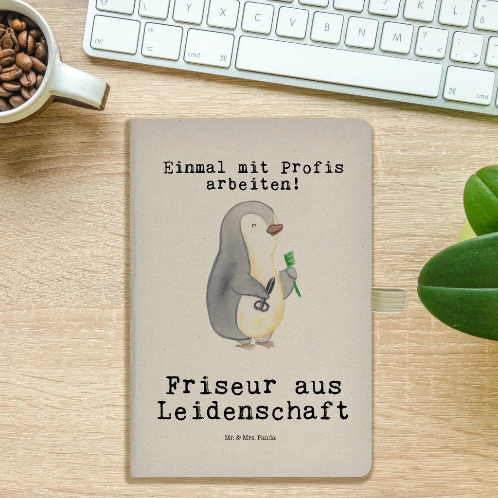Bawełniany notes DIN A5 fryzjer pasja Zawód, Wykształcenie, Jubileusz, Pożegnanie, Emerytura, Kolega, Koleżanka, Prezent, Dawać, Pracownik, Współpracownik, Firma, Dziękuję, Dziękuję bardzo
