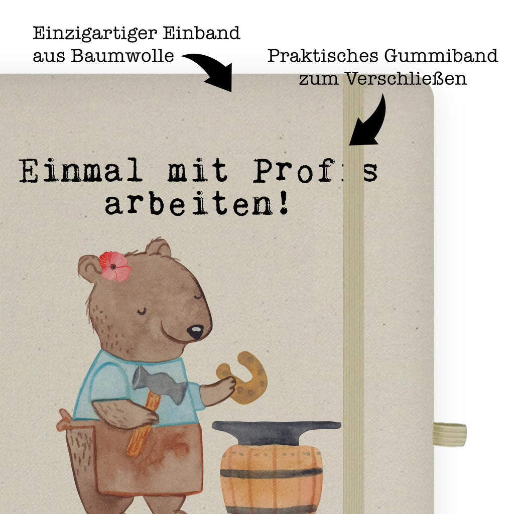 Bawełniany notes DIN A5 kowalka Pasja Zawód, Wykształcenie, Jubileusz, Pożegnanie, Emerytura, Kolega, Koleżanka, Prezent, Dawać, Pracownik, Współpracownik, Firma, Dziękuję, Dziękuję bardzo