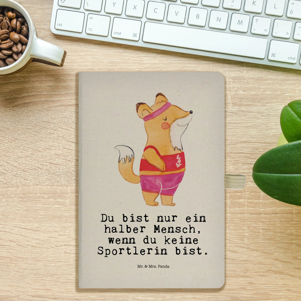 Bawełniany notatnik DIN A4 Sportsmenka serce Zawód, Wykształcenie, Jubileusz, Pożegnanie, Emerytura, Kolega, Koleżanka, Prezent, Dawać, Pracownik, Współpracownik, Firma, Dziękuję, Dziękuję bardzo