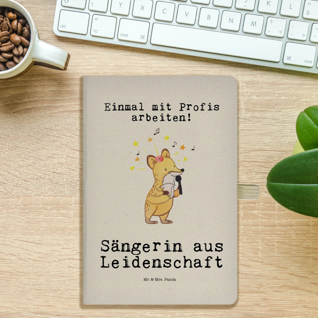 Bawełniany notatnik DIN A4 Piosenkarka pasja Zawód, Wykształcenie, Jubileusz, Pożegnanie, Emerytura, Kolega, Koleżanka, Prezent, Dawać, Pracownik, Współpracownik, Firma, Dziękuję, Dziękuję bardzo