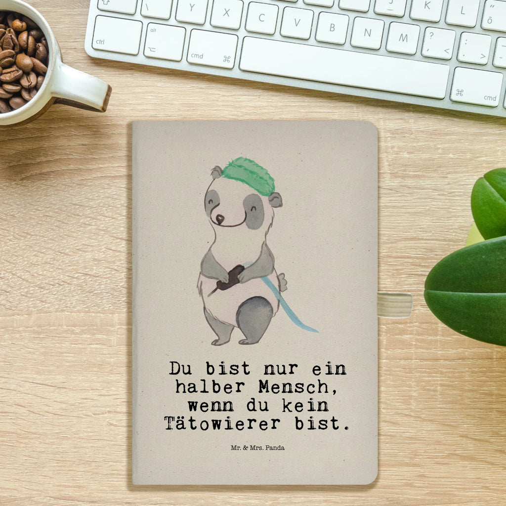 Bawełniany notatnik DIN A4 Tatuażysta serce Zawód, Wykształcenie, Jubileusz, Pożegnanie, Emerytura, Kolega, Koleżanka, Prezent, Dawać, Pracownik, Współpracownik, Firma, Dziękuję, Dziękuję bardzo