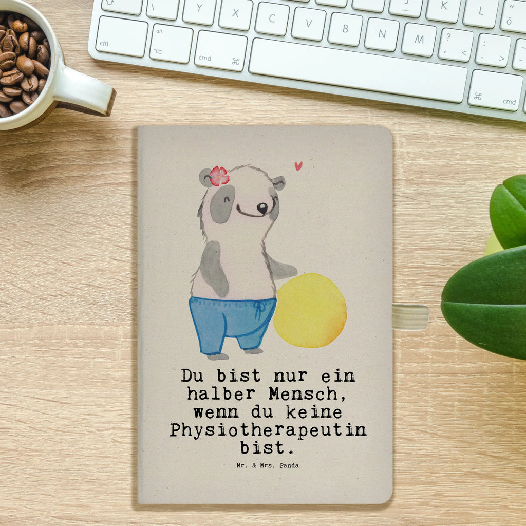 Bawełniany notatnik DIN A4 Fizjoterapeutka serce Zawód, Wykształcenie, Jubileusz, Pożegnanie, Emerytura, Kolega, Koleżanka, Prezent, Dawać, Pracownik, Współpracownik, Firma, Dziękuję, Dziękuję bardzo