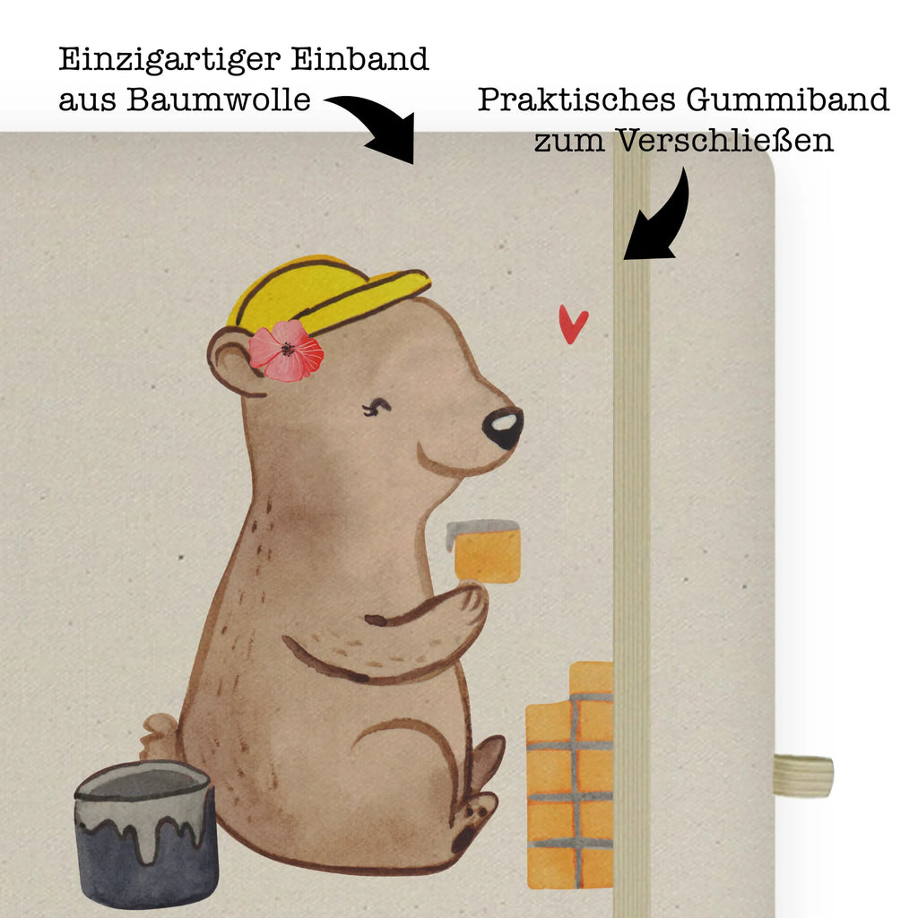 Cotton notebook Female Bricklayer heart address book, journal, sketchbook, notes, entry book, writing book, notepad, notebook, diary, gift, gift idea, best, farewell gift, passing exam, anniversary, retirement, promotion, job start, sayings, funny, profession