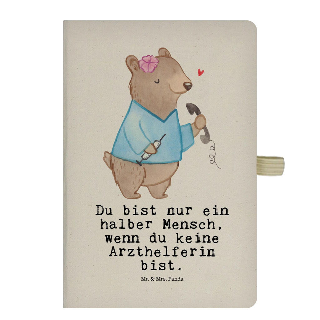 Bawełniany notes DIN A5 asystentka lekarza serce Zawód, Wykształcenie, Jubileusz, Pożegnanie, Emerytura, Kolega, Koleżanka, Prezent, Dawać, Pracownik, Współpracownik, Firma, Dziękuję, Dziękuję bardzo