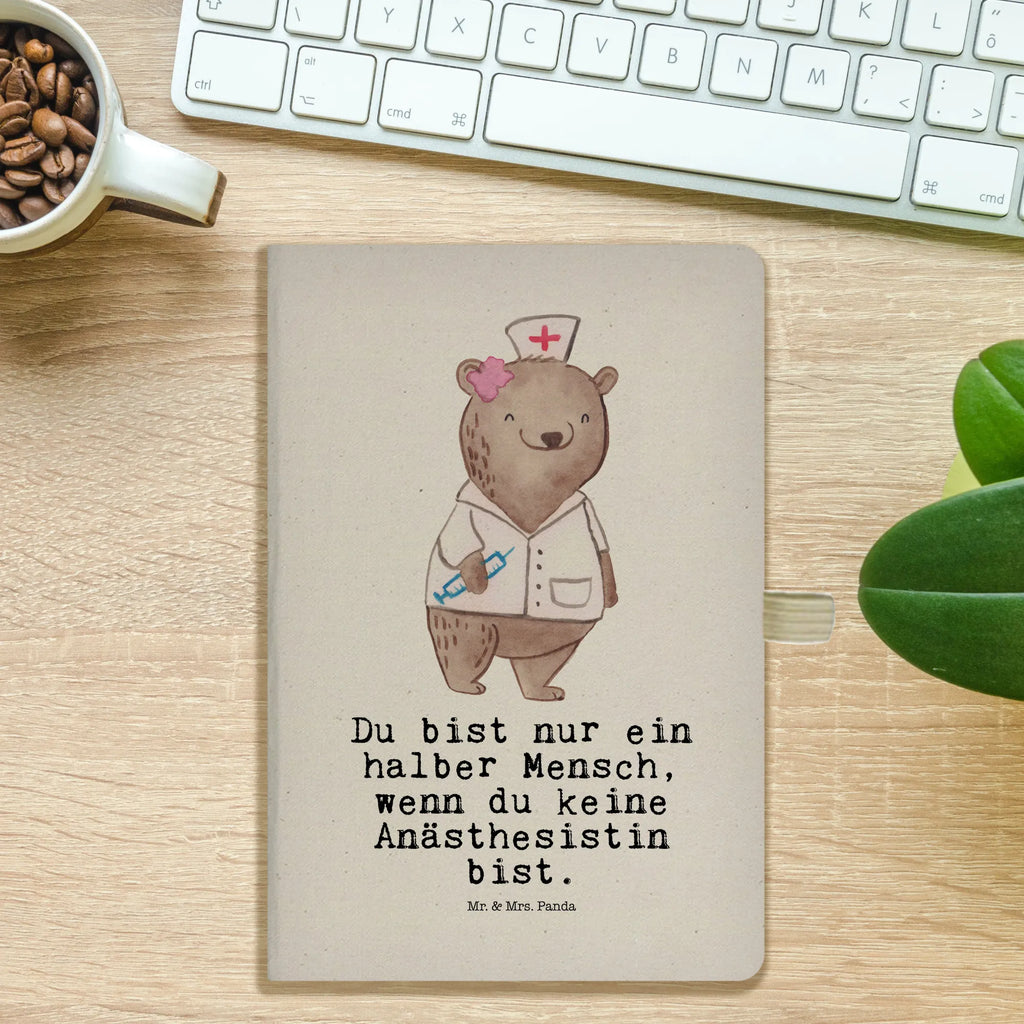 Bawełniany notatnik DIN A4 anestezjolog serce Zawód, Wykształcenie, Jubileusz, Pożegnanie, Emerytura, Kolega, Koleżanka, Prezent, Dawać, Pracownik, Współpracownik, Firma, Dziękuję, Dziękuję bardzo