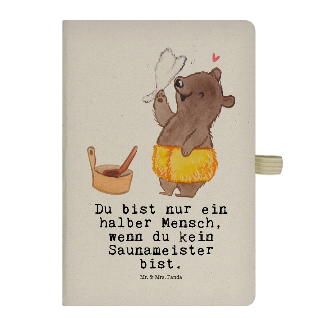 Bawełniany notes DIN A5 Mistrz sauny Serce Zawód, Wykształcenie, Jubileusz, Pożegnanie, Emerytura, Kolega, Koleżanka, Prezent, Dawać, Pracownik, Współpracownik, Firma, Dziękuję, Dziękuję bardzo