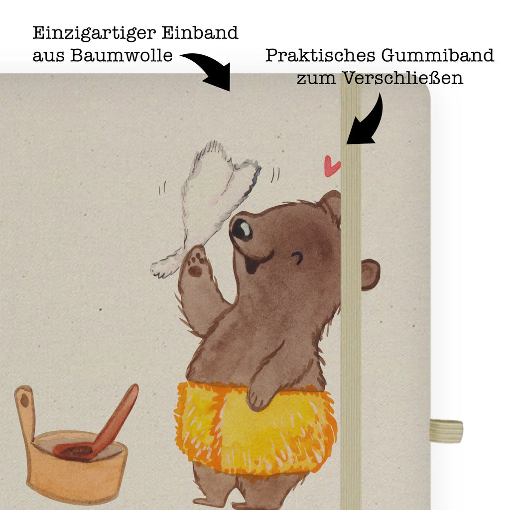 Bawełniany notes DIN A5 Mistrz sauny Serce Zawód, Wykształcenie, Jubileusz, Pożegnanie, Emerytura, Kolega, Koleżanka, Prezent, Dawać, Pracownik, Współpracownik, Firma, Dziękuję, Dziękuję bardzo