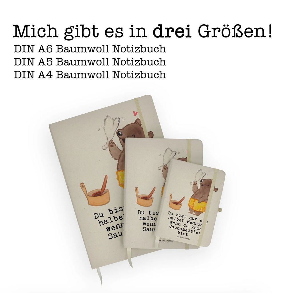 Bawełniany notes DIN A5 Mistrz sauny Serce Zawód, Wykształcenie, Jubileusz, Pożegnanie, Emerytura, Kolega, Koleżanka, Prezent, Dawać, Pracownik, Współpracownik, Firma, Dziękuję, Dziękuję bardzo