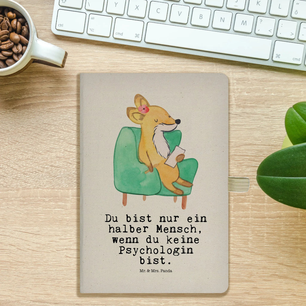 Bawełniany notes DIN A5 psycholożka serce Zawód, Wykształcenie, Jubileusz, Pożegnanie, Emerytura, Kolega, Koleżanka, Prezent, Dawać, Pracownik, Współpracownik, Firma, Dziękuję, Dziękuję bardzo