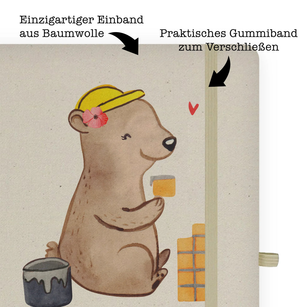 Cotton notebook Female Bricklayer heart address book, journal, sketchbook, notes, entry book, writing book, notepad, notebook, diary, gift, gift idea, best, farewell gift, passing exam, anniversary, retirement, promotion, job start, sayings, funny, profession