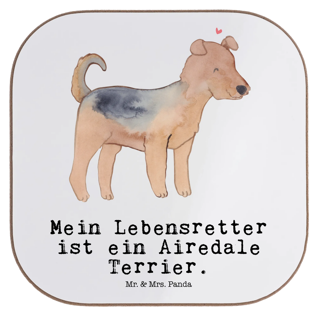 Square coaster Airedale Terrier Lifesaver party, gift, glass coasters, breakfast, presents, Coasters, gifts, Dog, dog breed, purebred dog, dog owner, animal lover, giving, puppy
