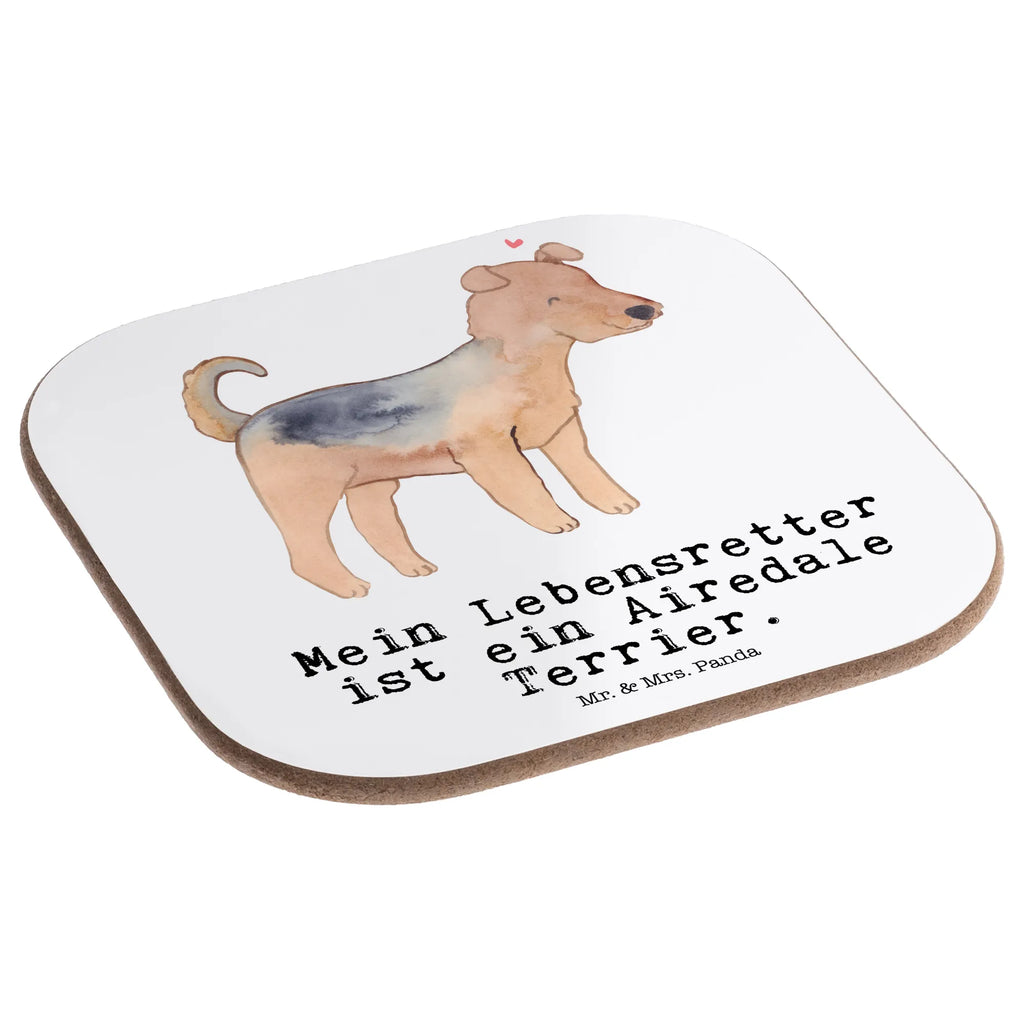Square coaster Airedale Terrier Lifesaver party, gift, glass coasters, breakfast, presents, Coasters, gifts, Dog, dog breed, purebred dog, dog owner, animal lover, giving, puppy