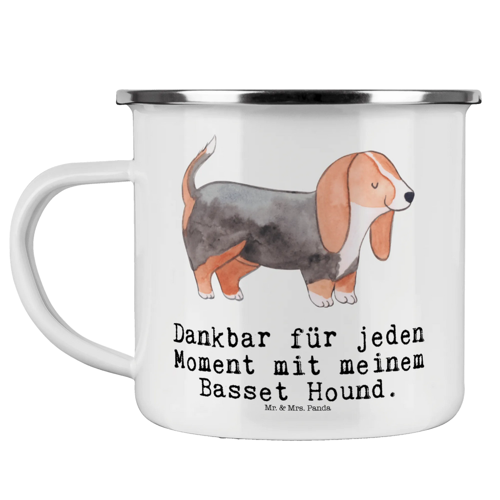 Kempingowy kubek emaliowany Basset Hound chwila Pies, rasa psa, pies rasowy, właściciel psa, prezent, miłośnik zwierząt, dawanie, szczeniak