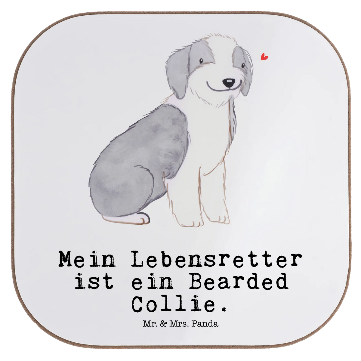 Square coaster Bearded Collie Lifesaver gift, presents, glass coasters, party, gifts, breakfast, Coasters, Dog, dog breed, purebred dog, dog owner, animal lover, giving, puppy