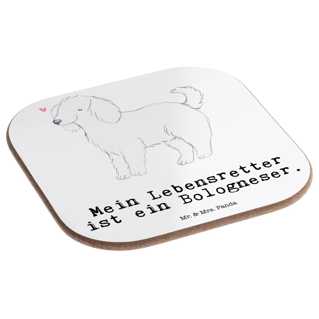 Square coaster Bolognese Lifesaver presents, gift, party, Coasters, breakfast, glass coasters, gifts, Dog, dog breed, purebred dog, dog owner, animal lover, giving, puppy