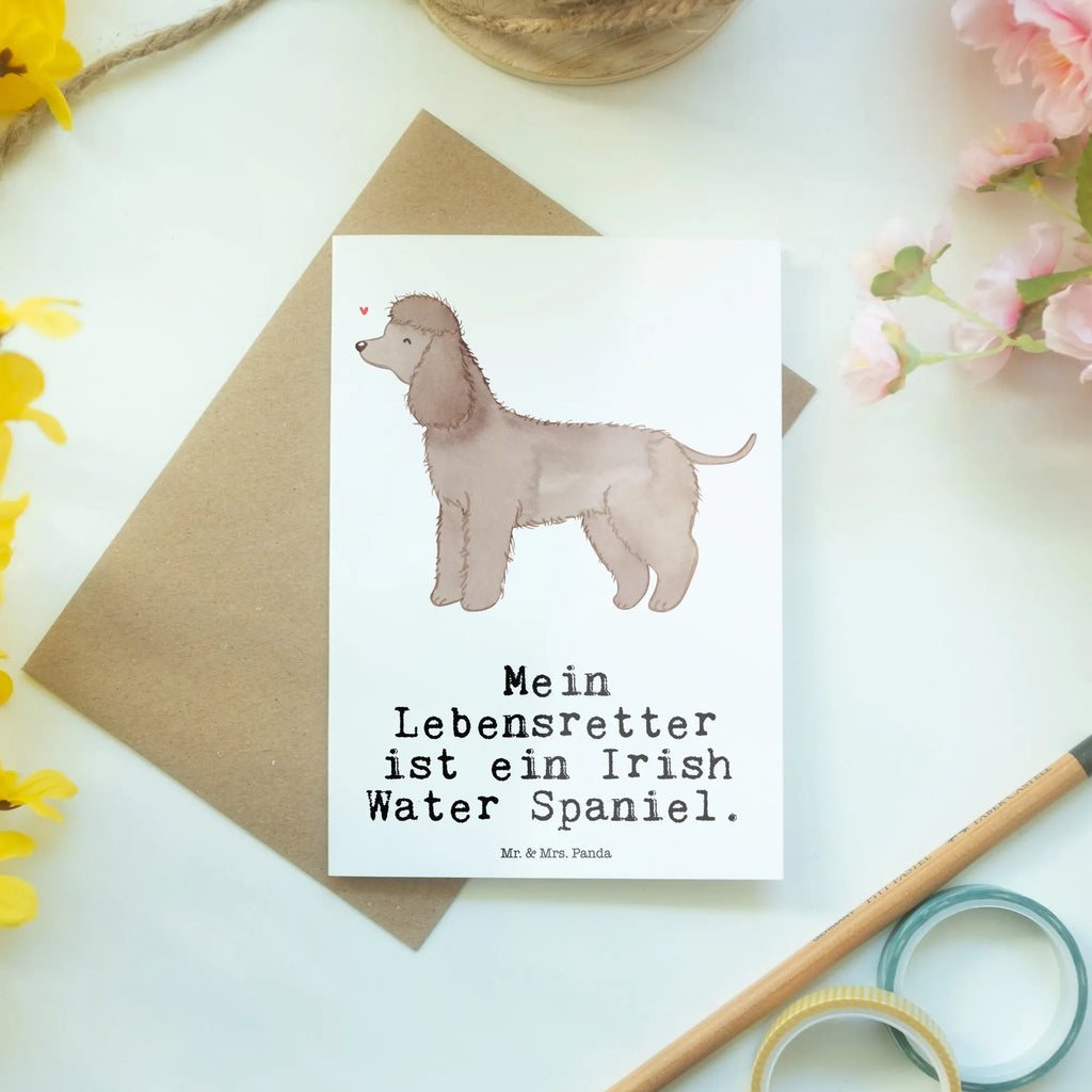 Grußkarte Irish Water Spaniel Lebensretter Einladungskarte, Ansichtskarten, Grußkarte, Hochzeitskarte, Glückwunschkarte, Karte, Geburtstagskarte, Klappkarte, Hund, Hunderasse, Rassehund, Hundebesitzer, Geschenk, Tierfreund, Schenken, Welpe, Jagdhund, Irish Water Spaniel