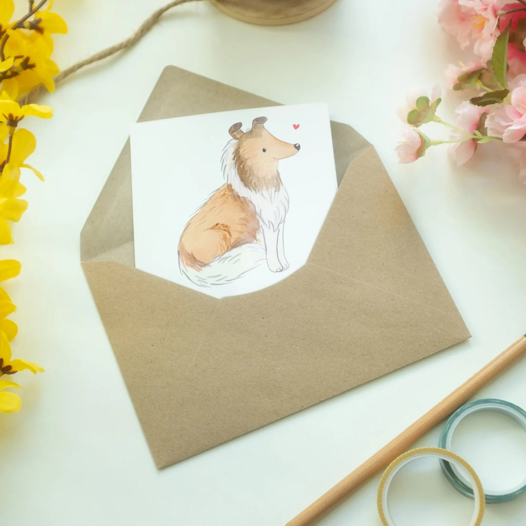 Greetings card Long-haired Collie Lifesaver folding card, wedding card, birthday card, invitation card, greeting card, Dog, dog breed, purebred dog, dog owner, gift, animal lover, giving, puppy