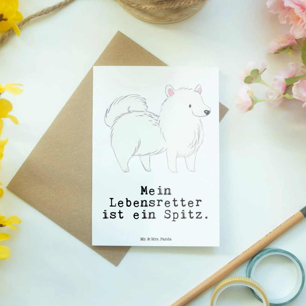 Grußkarte Spitz Lebensretter Karte, Grußkarte, Ansichtskarten, Klappkarte, Einladungskarte, Glückwunschkarte, Geburtstagskarte, Hochzeitskarte, Hund, Hunderasse, Rassehund, Hundebesitzer, Geschenk, Tierfreund, Schenken, Welpe, Spitz