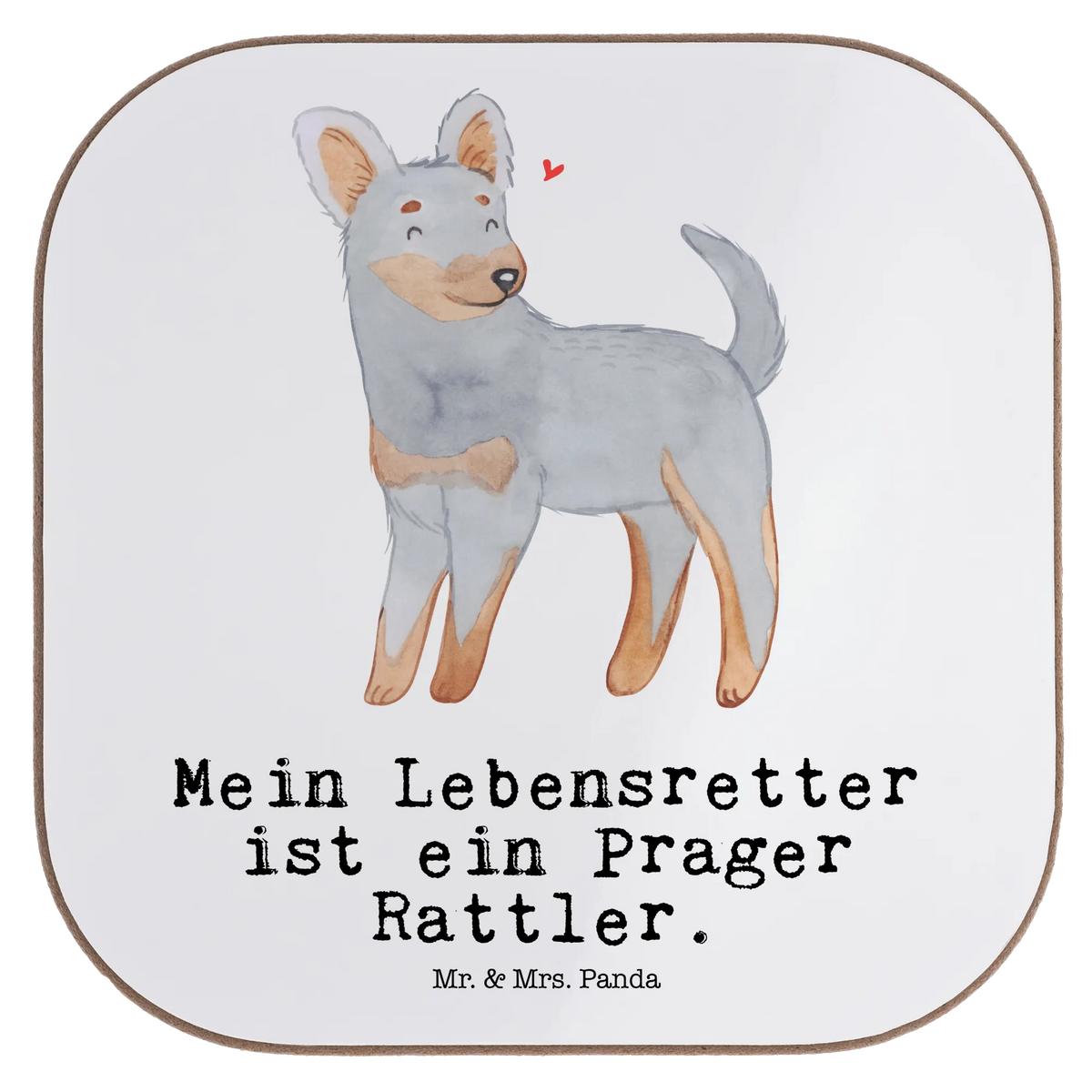 Square coaster Prague Ratter Lifesaver breakfast, glass coasters, presents, gift, gifts, party, Coasters, Dog, dog breed, purebred dog, dog owner, animal lover, giving, puppy