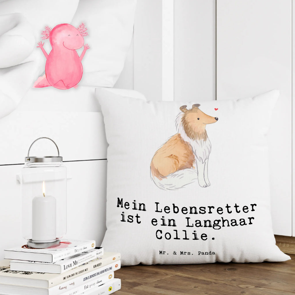 40x40 poduszka długowłosy collie Ratownik życia Pies, rasa psa, pies rasowy, właściciel psa, prezent, miłośnik zwierząt, dawanie, szczeniak