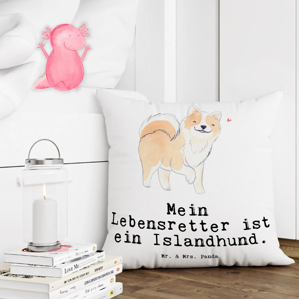 Cushion Icelandic Sheepdog Lifesaver 40 x 40, couch, sofa, cushion, bed, 40x40, pad, pillow case, soft, Pillow, pillows, fluffy, bedroom, settee, Dog, dog breed, purebred dog, dog owner, gift, animal lover, giving, puppy