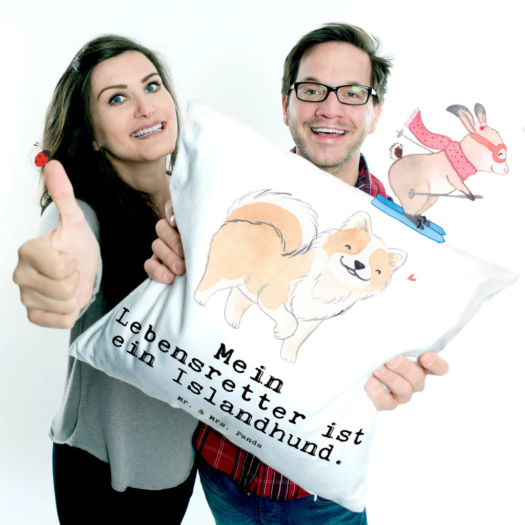 Cushion Icelandic Sheepdog Lifesaver 40 x 40, couch, sofa, cushion, bed, 40x40, pad, pillow case, soft, Pillow, pillows, fluffy, bedroom, settee, Dog, dog breed, purebred dog, dog owner, gift, animal lover, giving, puppy