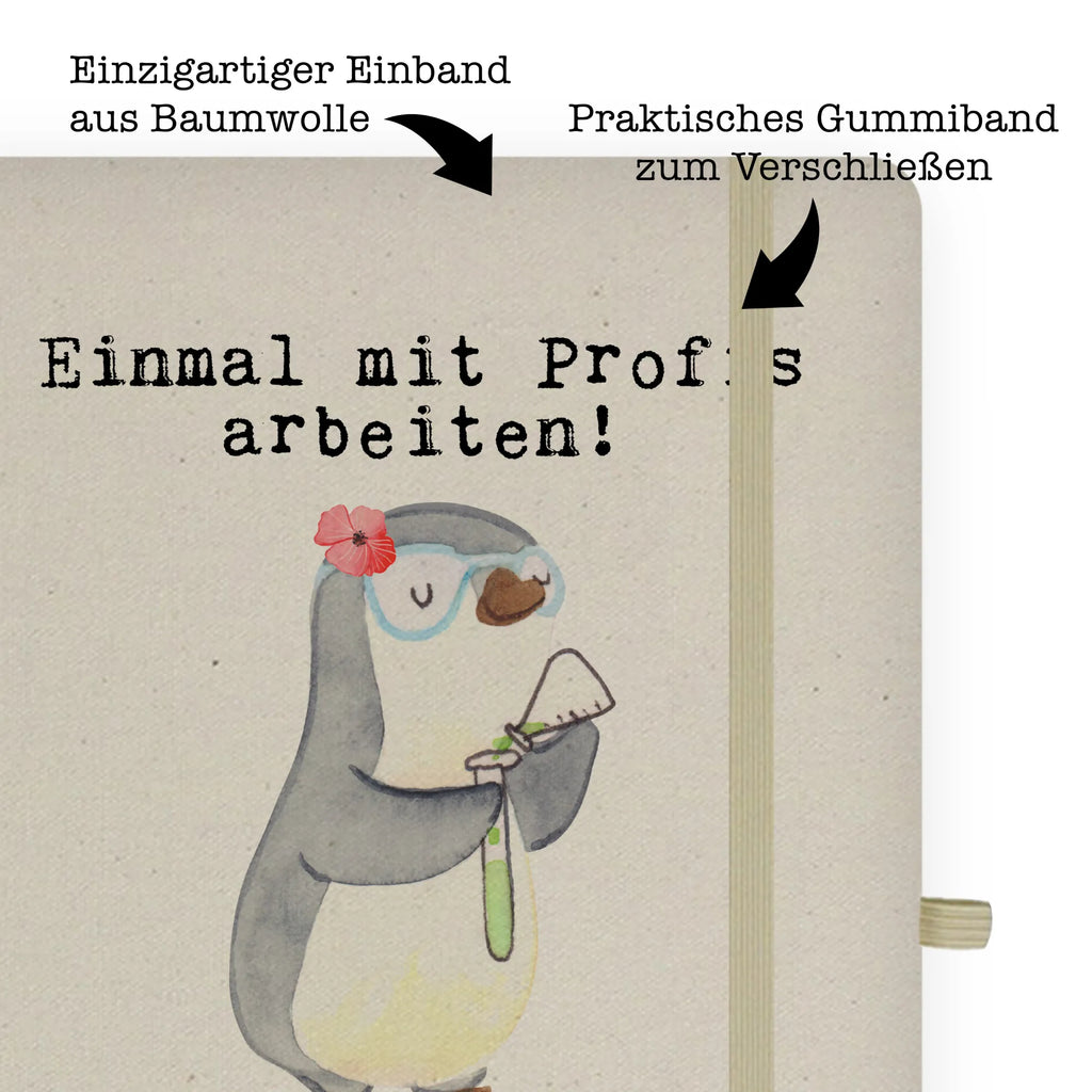 Bawełniany notatnik DIN A4 laborantka chemiczna Pasja Zawód, Wykształcenie, Jubileusz, Pożegnanie, Emerytura, Kolega, Koleżanka, Prezent, Dawać, Pracownik, Współpracownik, Firma, Dziękuję, Dziękuję bardzo