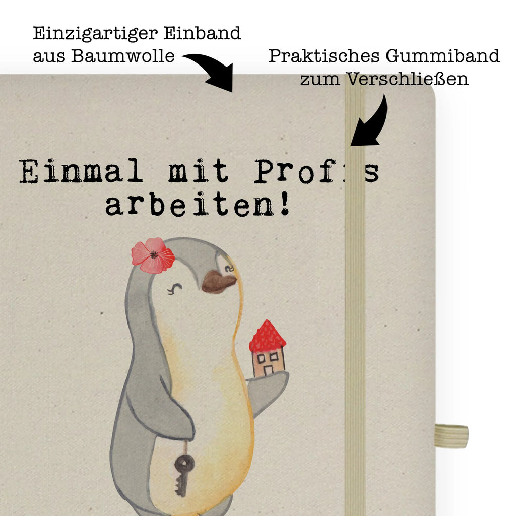 Bawełniany notatnik DIN A4 agentka nieruchomości Pasja Zawód, Wykształcenie, Jubileusz, Pożegnanie, Emerytura, Kolega, Koleżanka, Prezent, Dawać, Pracownik, Współpracownik, Firma, Dziękuję, Dziękuję bardzo