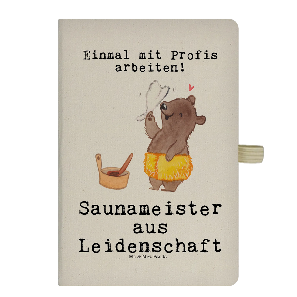 Bawełniany notatnik DIN A4 Mistrz sauny Pasja Zawód, Wykształcenie, Jubileusz, Pożegnanie, Emerytura, Kolega, Koleżanka, Prezent, Dawać, Pracownik, Współpracownik, Firma, Dziękuję, Dziękuję bardzo