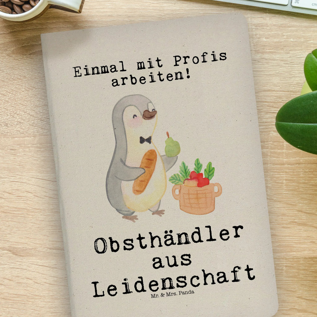Bawełniany notatnik DIN A4 sprzedawca owoców Pasja Zawód, Wykształcenie, Jubileusz, Pożegnanie, Emerytura, Kolega, Koleżanka, Prezent, Dawać, Pracownik, Współpracownik, Firma, Dziękuję, Dziękuję bardzo