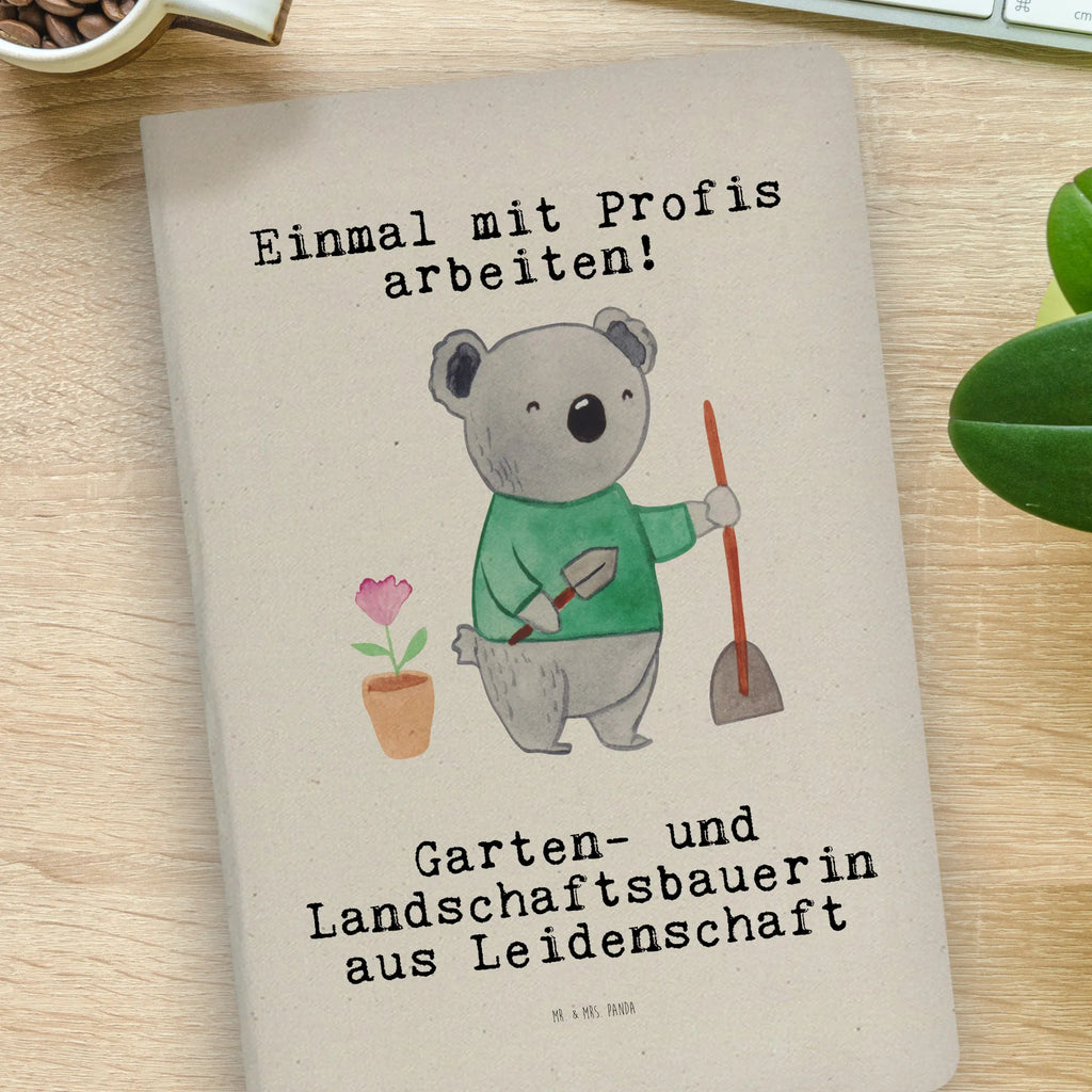 Bawełniany notatnik DIN A4 Ogrodniczka i krajobrazystka Pasja Zawód, Wykształcenie, Jubileusz, Pożegnanie, Emerytura, Kolega, Koleżanka, Prezent, Dawać, Pracownik, Współpracownik, Firma, Dziękuję, Dziękuję bardzo