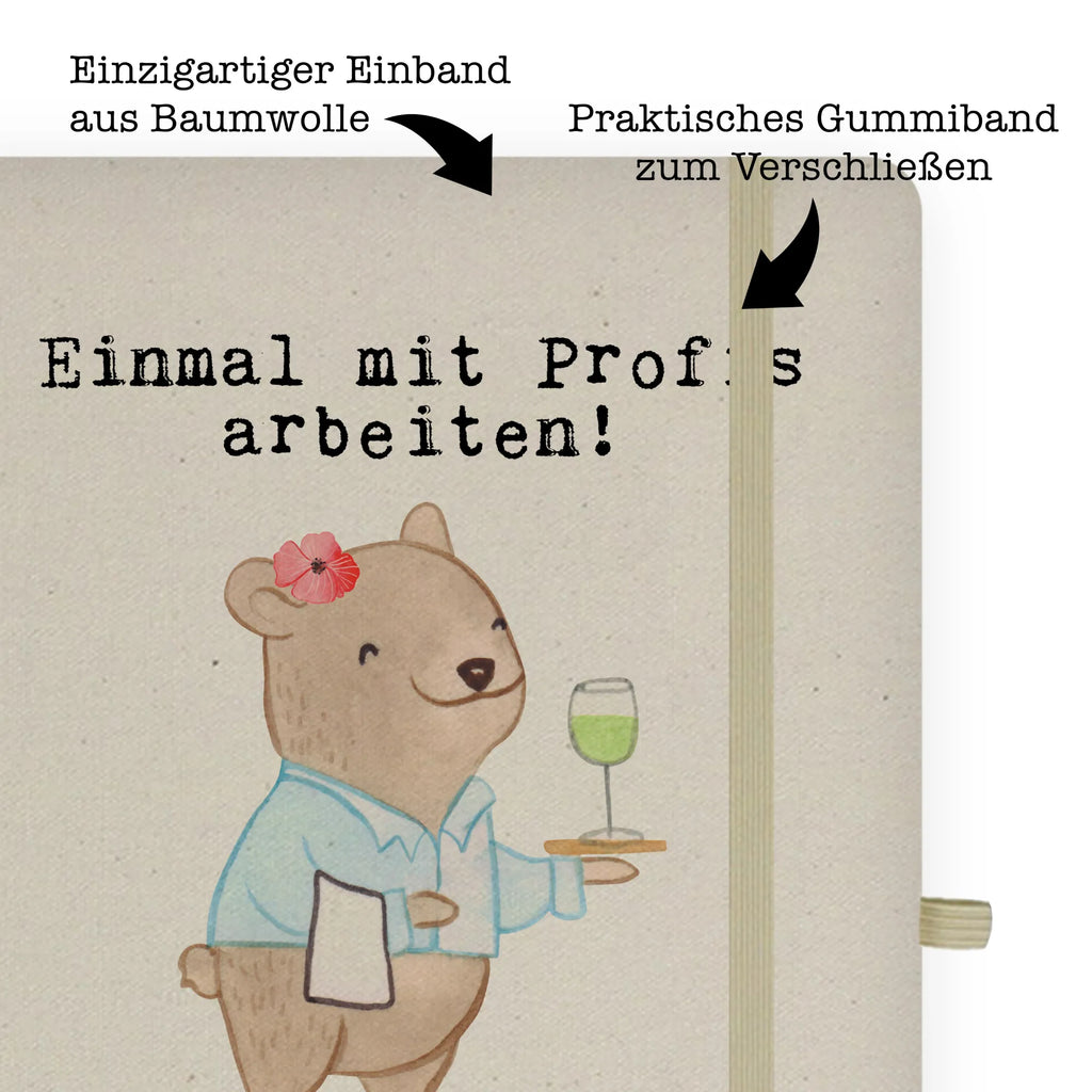 Bawełniany notatnik DIN A4 Kelnerka pasja Zawód, Wykształcenie, Jubileusz, Pożegnanie, Emerytura, Kolega, Koleżanka, Prezent, Dawać, Pracownik, Współpracownik, Firma, Dziękuję, Dziękuję bardzo