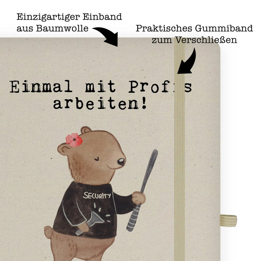 Bawełniany notatnik DIN A4 Pracowniczka ochrony pasja Zawód, Wykształcenie, Jubileusz, Pożegnanie, Emerytura, Kolega, Koleżanka, Prezent, Dawać, Pracownik, Współpracownik, Firma, Dziękuję, Dziękuję bardzo